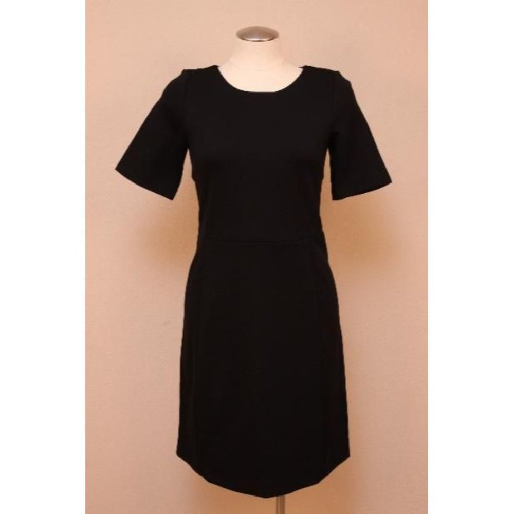J Crew $158 Paneled Stretch Dress 2 Black work wear party HOLE